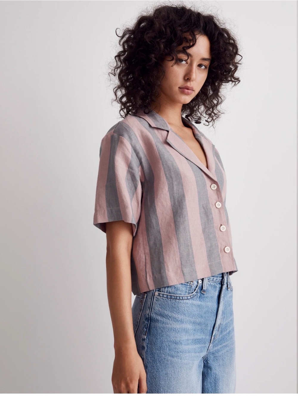 🆕 Madewell Linen Resort Shirt in Springy Stripe sz. 3X